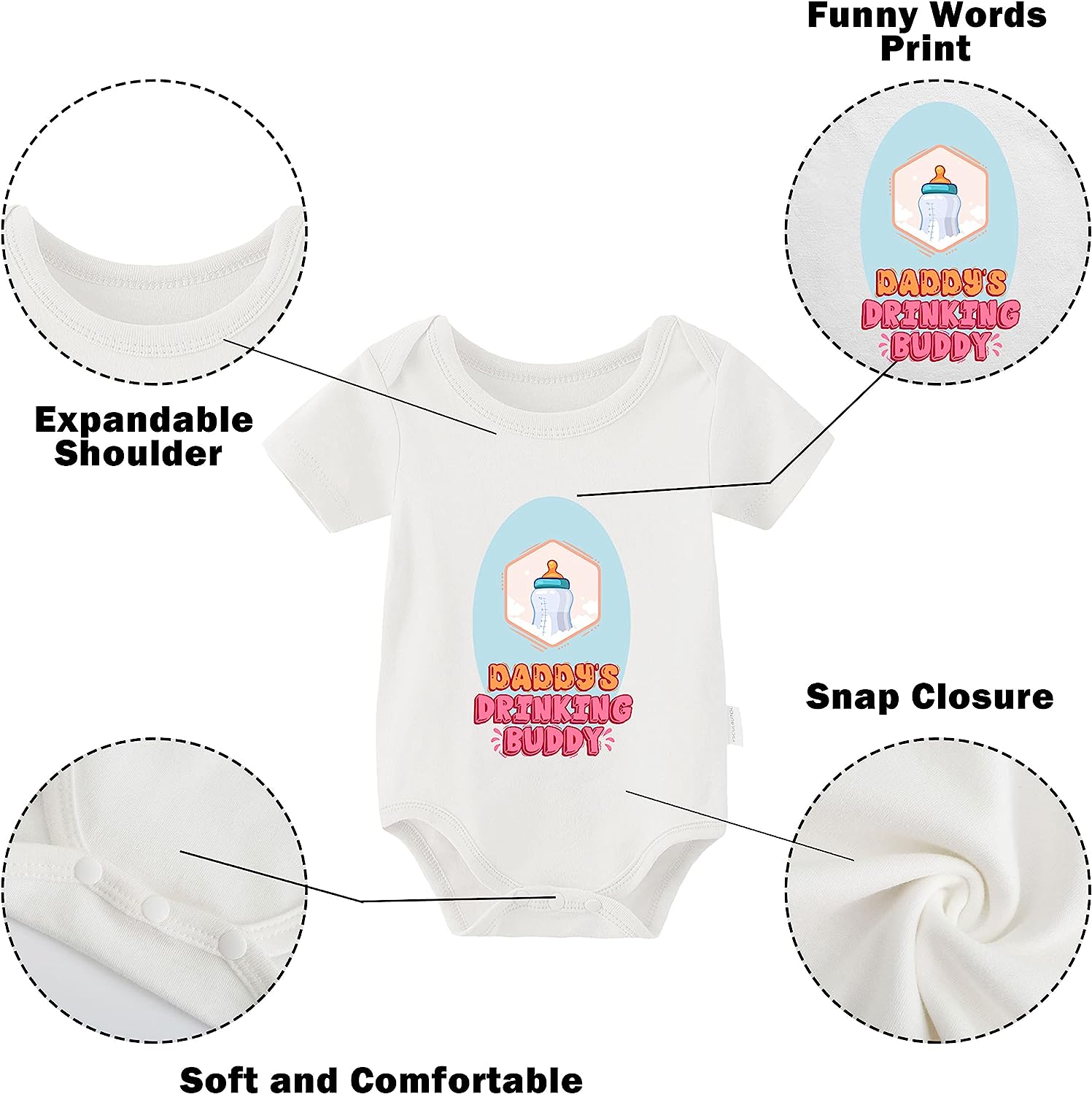 YSCULBUTOL Baby Twins Bodysuit Drinking Buddies Newborn Baby Romper Twins Boy Girl Matching Outfits Triplets Set - Image 2